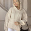 Drawstring Fringe Hem Long Sleeve Hooded Sweater - Korvel