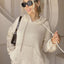 Drawstring Fringe Hem Long Sleeve Hooded Sweater - Korvel