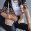 Drawstring Leopard Zip Up Hooded Jacket - Korvel