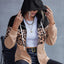 Drawstring Leopard Zip Up Hooded Jacket - Korvel