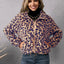 Drawstring Leopard Zip Up Jacket - Korvel