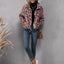 Drawstring Leopard Zip Up Jacket - Korvel