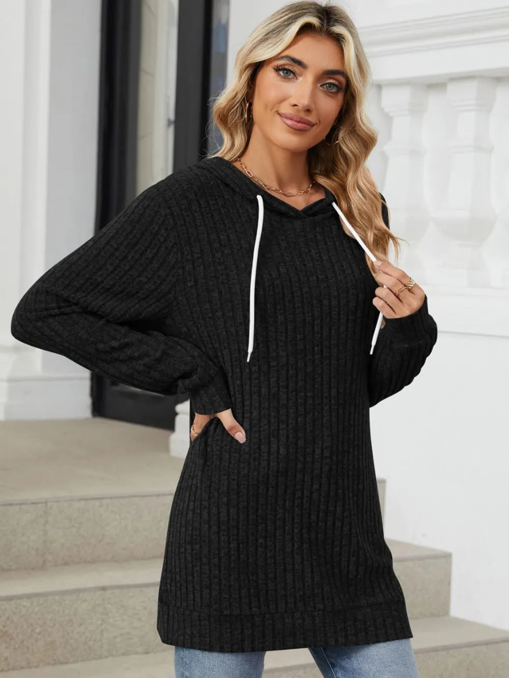 Sudadera con Capucha de Manga Larga con Cordón
