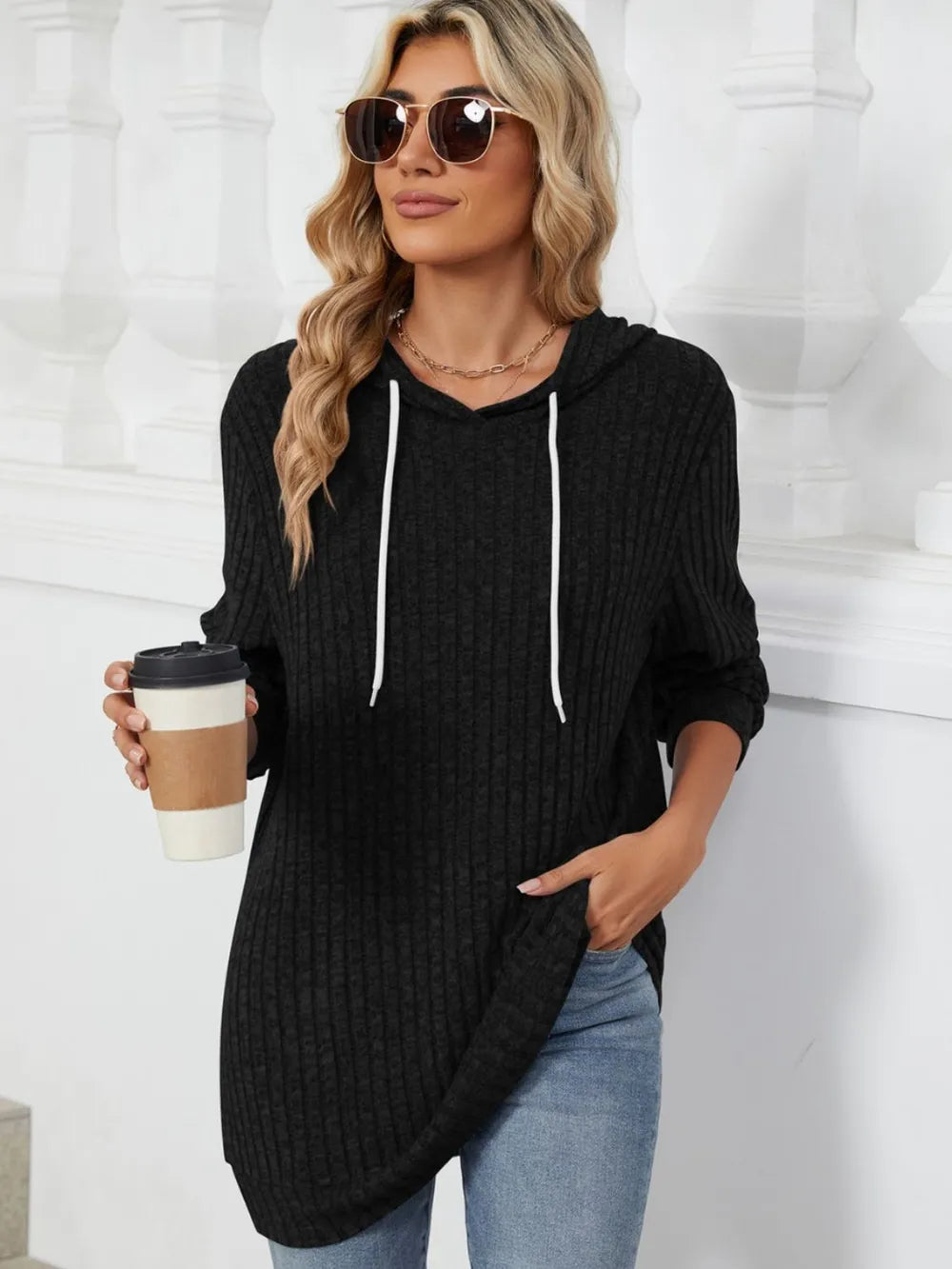 Sudadera con Capucha de Manga Larga con Cordón