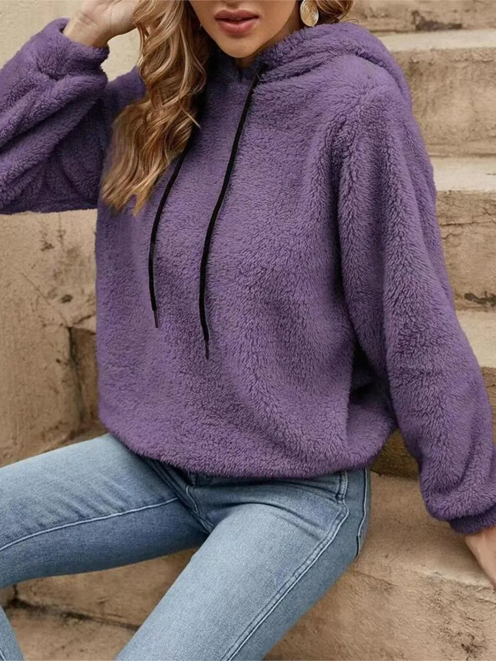 Drawstring Long Sleeve Hoodie - Korvel