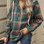 Drawstring Plaid Hooded Long Sleeve Top - Korvel