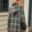 Drawstring Plaid Hooded Long Sleeve Top - Korvel