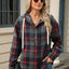 Drawstring Plaid Hooded Long Sleeve Top - Korvel