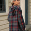 Drawstring Plaid Hooded Long Sleeve Top - Korvel