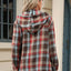 Drawstring Plaid Hooded Long Sleeve Top - Korvel