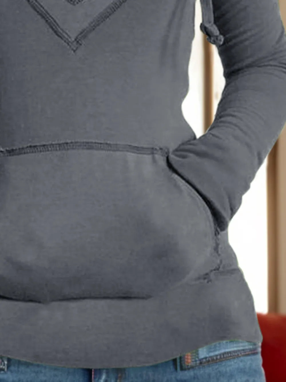 Sudadera de Manga Larga con Bolsillo y Cuerda