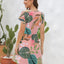 Drawstring Printed V-Neck Mini Dress