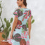 Drawstring Printed V-Neck Mini Dress