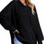 Drawstring Slit Long Sleeve Hoodie - Korvel