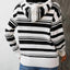 Drawstring Striped Long Sleeve Hooded Sweater - Korvel