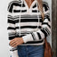 Drawstring Striped Long Sleeve Hooded Sweater - Korvel