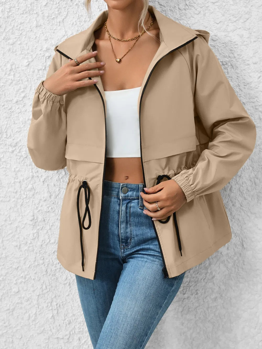 Veste à capuche zippée premium avec cordon de serrage