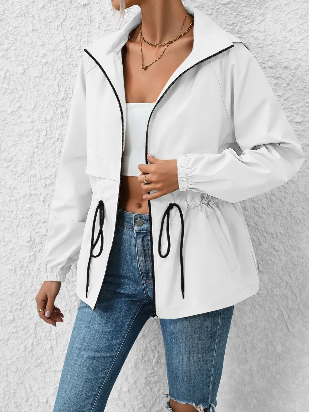 Veste à capuche zippée premium avec cordon de serrage