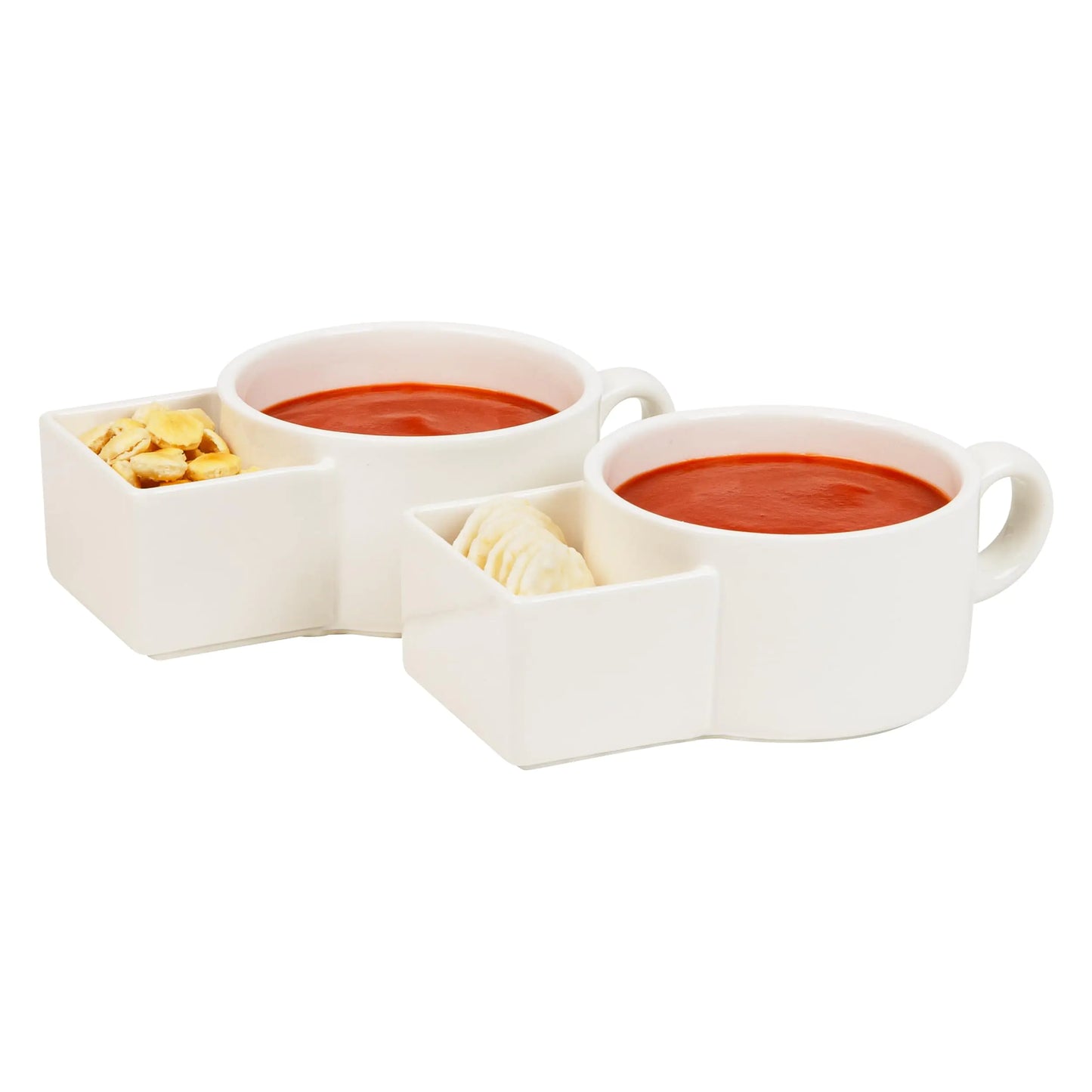 Mind Reader Ceramic Soup and Cracker Bowls Set of 2 - Microwave Safe