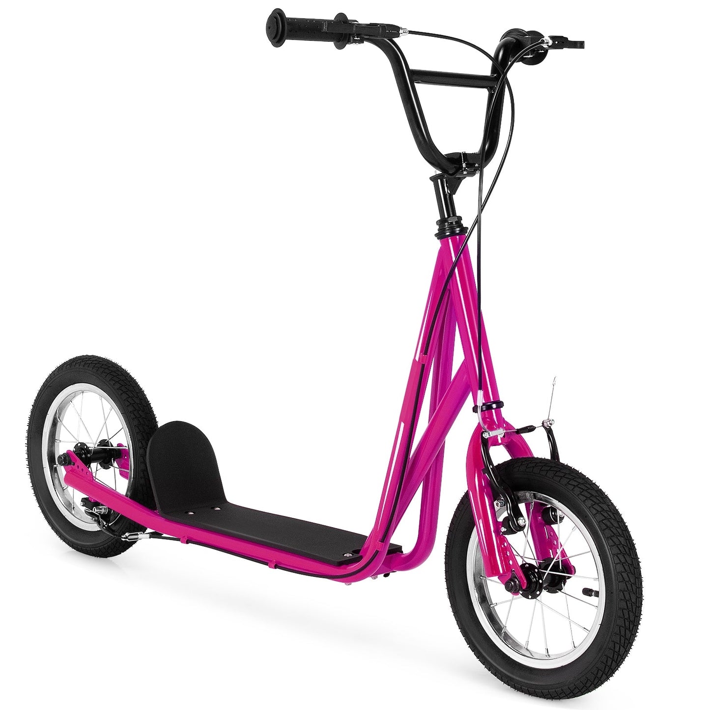 Height Adjustable Pink Kick Scooter with 12-Inch Wheels