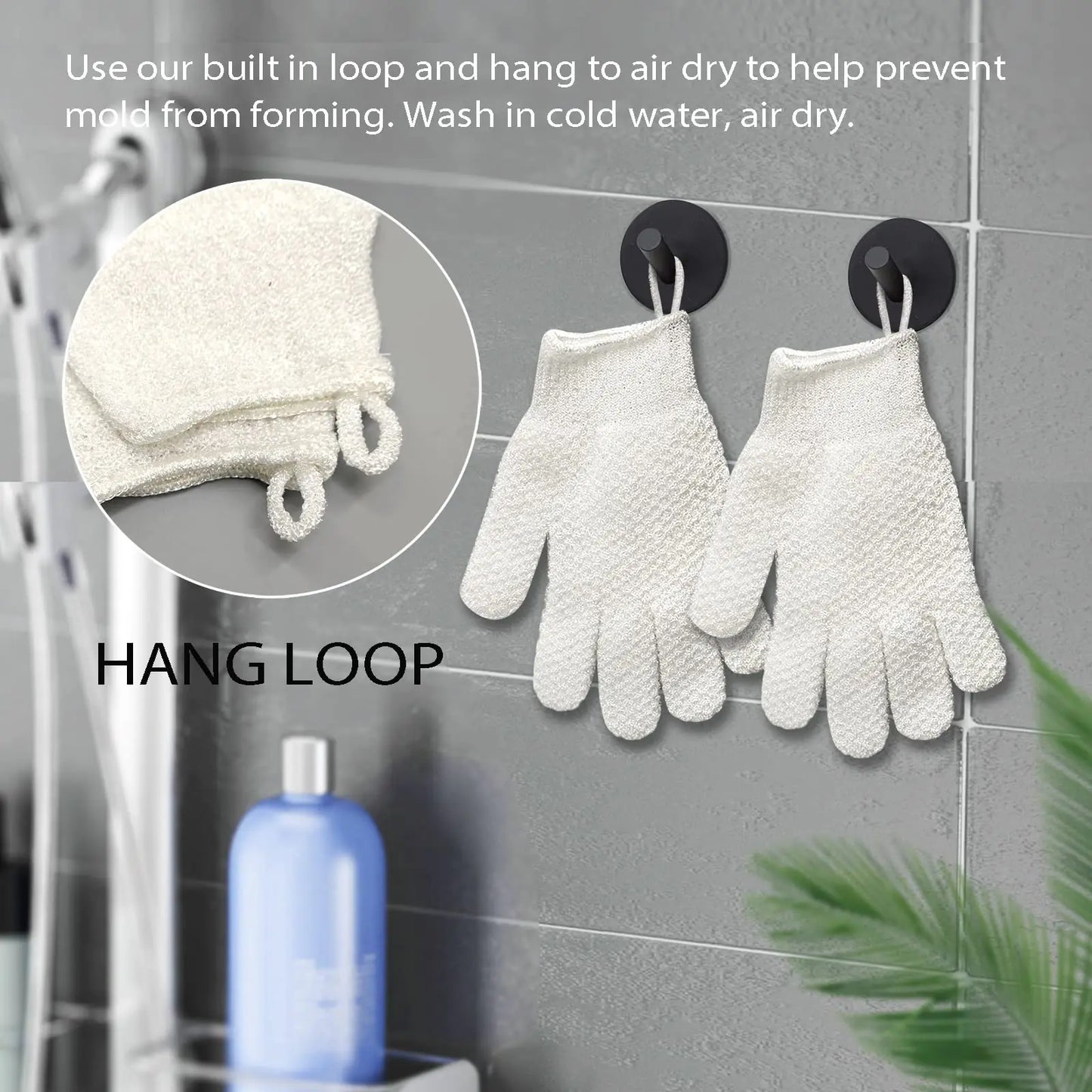 Gants de bain exfoliants à double texture Evridwear