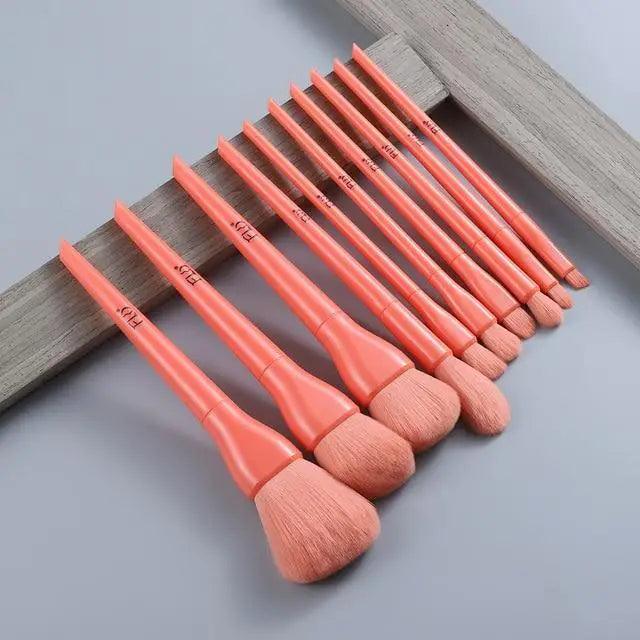 Ensemble de pinceaux de maquillage professionnels de 10 pièces avec poils naturels