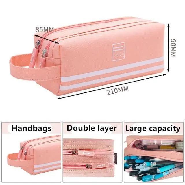 Durable Large Capacity Double Layer Pencil Case