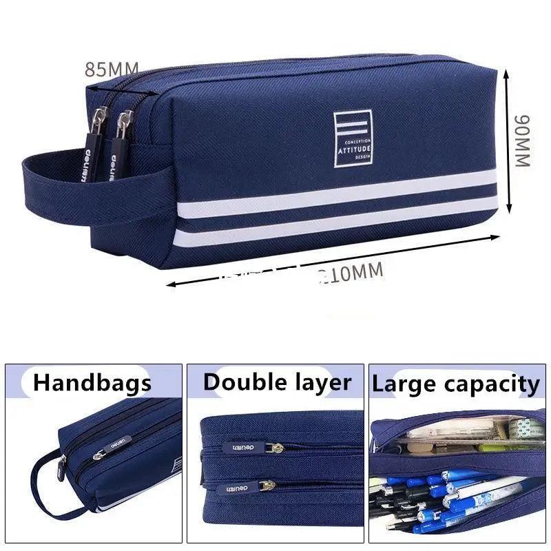 Durable Large Capacity Double Layer Pencil Case