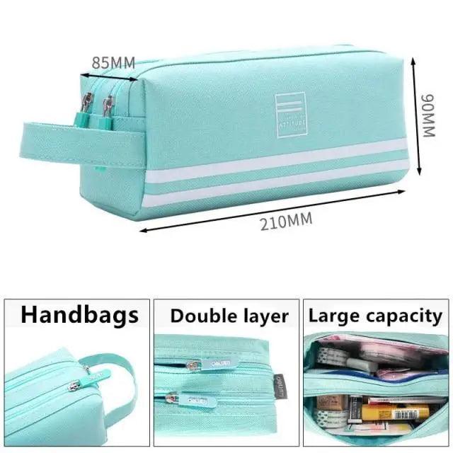 Durable Large Capacity Double Layer Pencil Case