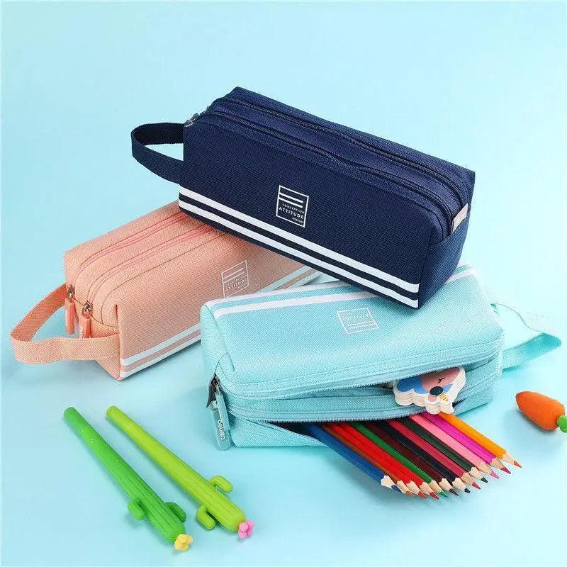 Durable Large Capacity Double Layer Pencil Case