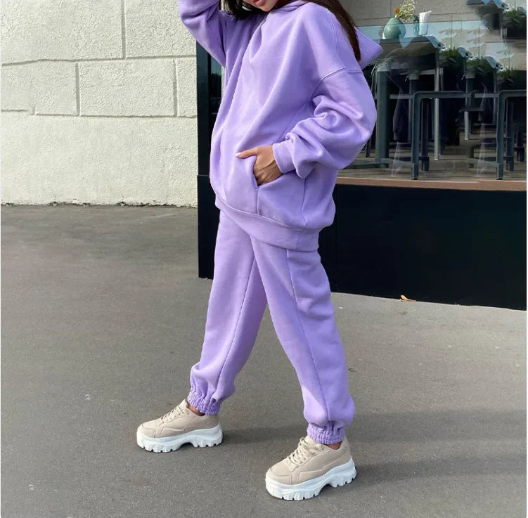 Conjunto de Sudadera de Felpa con Capucha Cómoda para Mujeres
