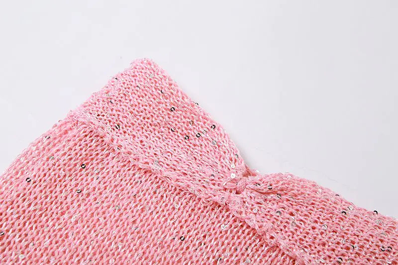 Conjunto de Falda Mini de Crochet Desgastado Dulce Como el Azúcar