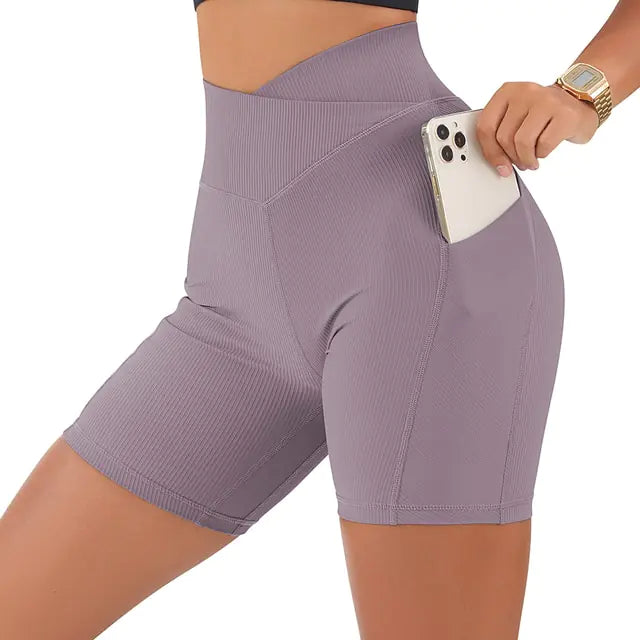 Shorts de Yoga Sin Costuras de Cintura Alta para Mujeres