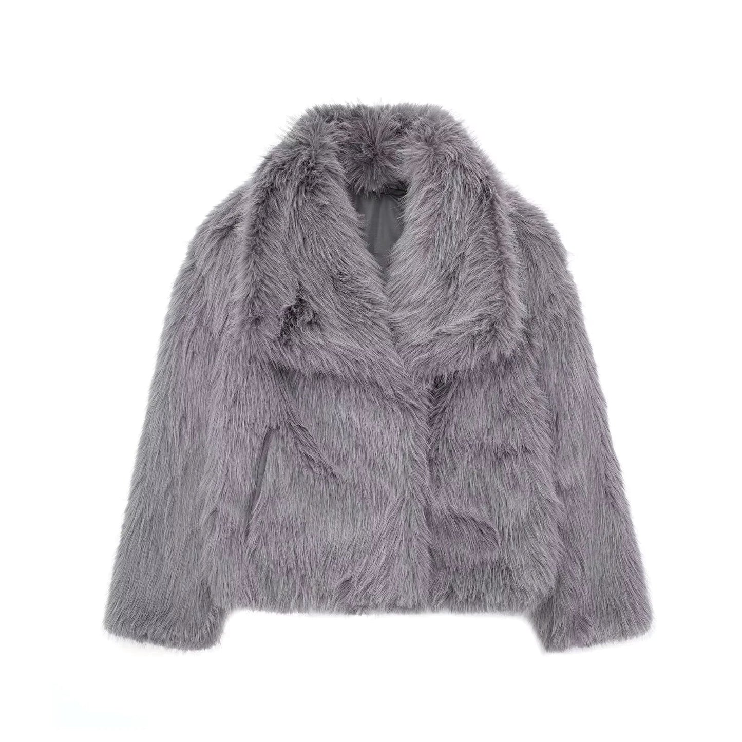 Abrigo de piel sintética de zorro de lujo para mujer para otoño e invierno