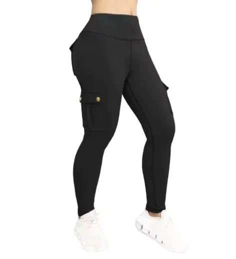 Pantalones de Trabajo Fitness de Alta Elasticidad con Bolsillos para Mujeres