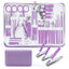 Juego de Manicura Profesional de 30 Piezas - Kit de Uñas de Acero Inoxidable en Púrpura