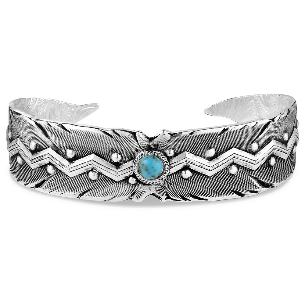 Turquoise Lightning Cuff Bracelet - Artisan Crafted - Korvel