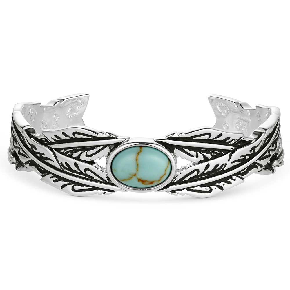 Turquoise Feather Cuff Bracelet - A Statement Piece - Korvel