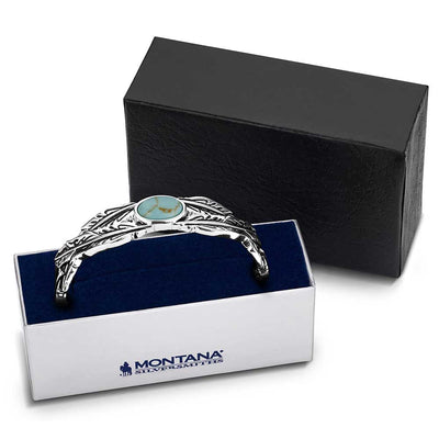 Turquoise Feather Cuff Bracelet - A Statement Piece - Korvel