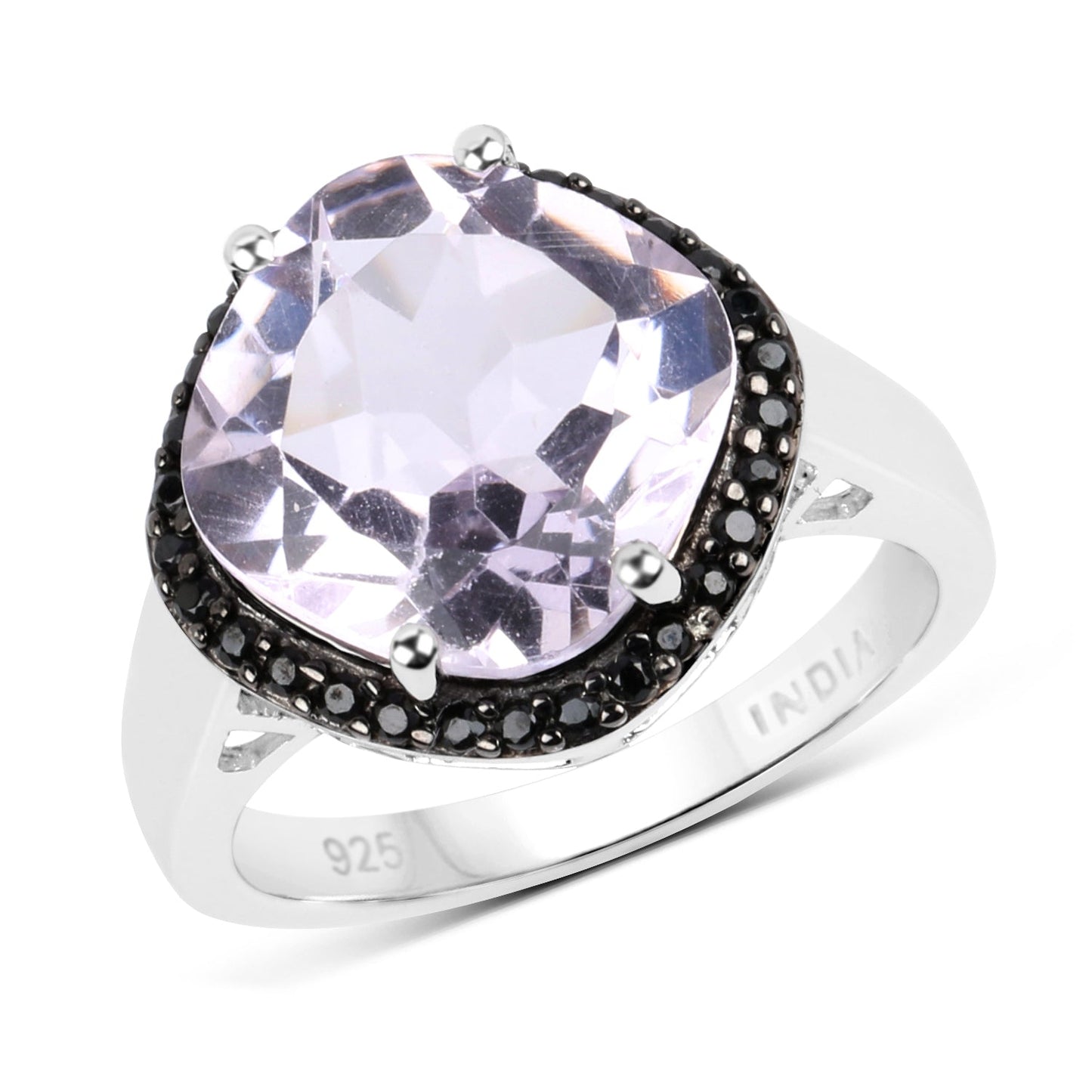 5.50 Carat Pink Amethyst & Black Spinel Sterling Silver Ring