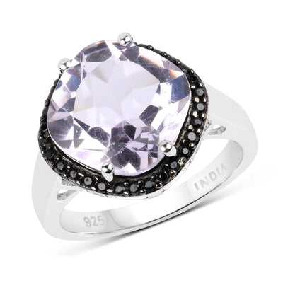 5.50 Carat Pink Amethyst & Black Spinel Sterling Silver Ring