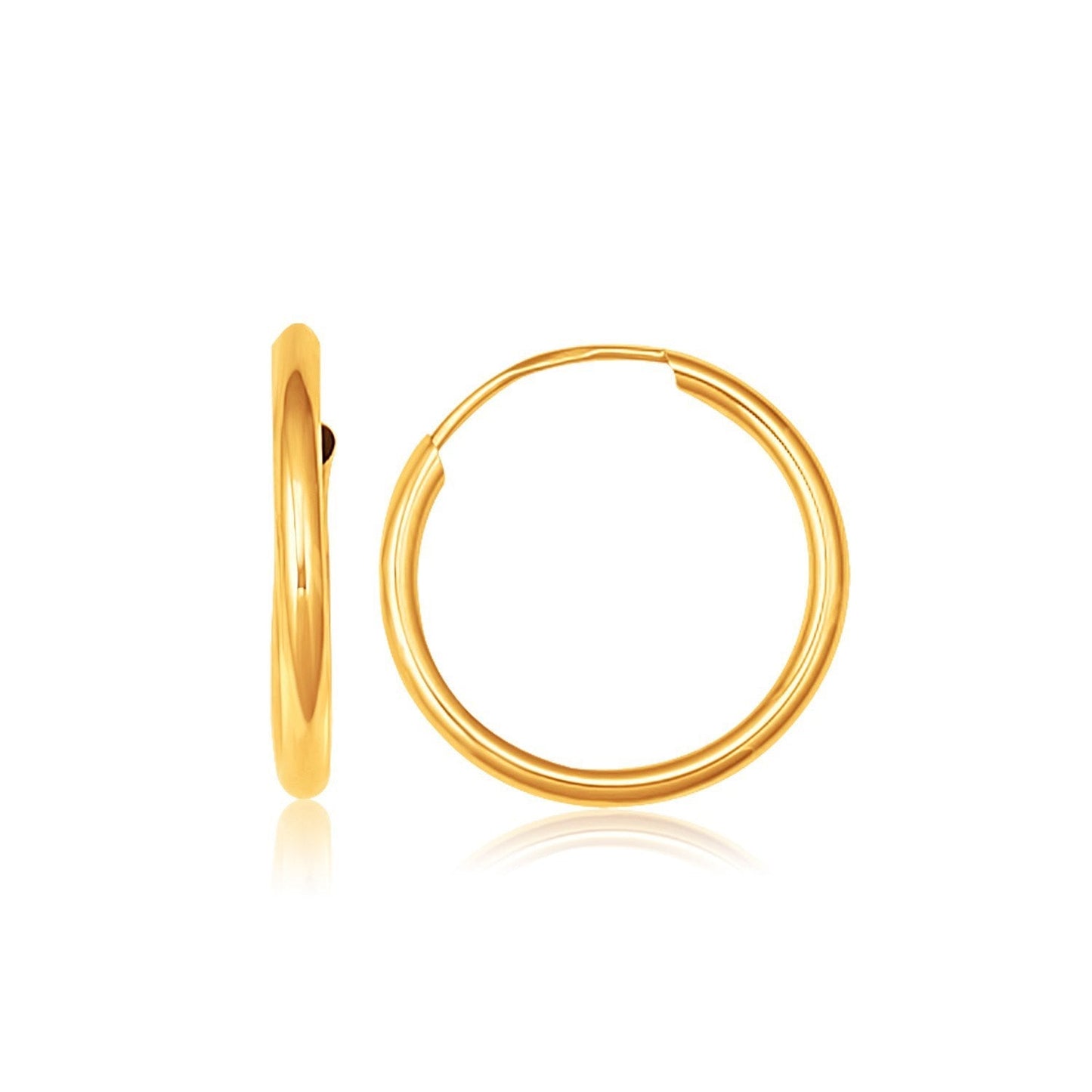 10k Yellow Gold Polished Endless Hoop Earrings - 16mm