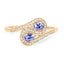 Anillo de 0.42 quilates de tanzanita genuina y diamantes blancos en oro amarillo de 14 quilates