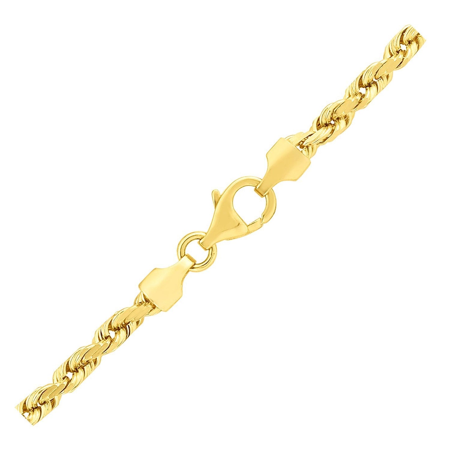 Collar de Cadena de Cuerda Cortada de Diamante de Oro Amarillo de 14k de 3.5mm