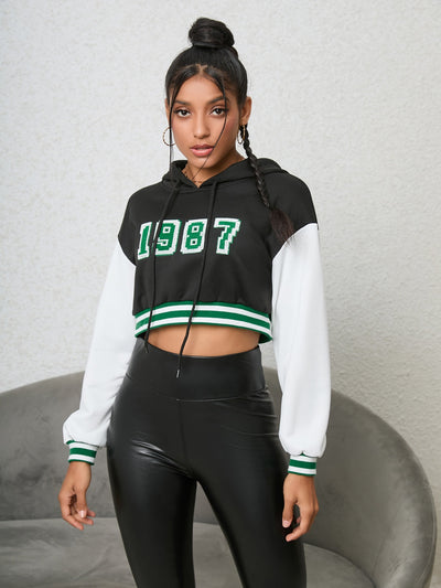 Sweat à capuche cropped graphique 1987