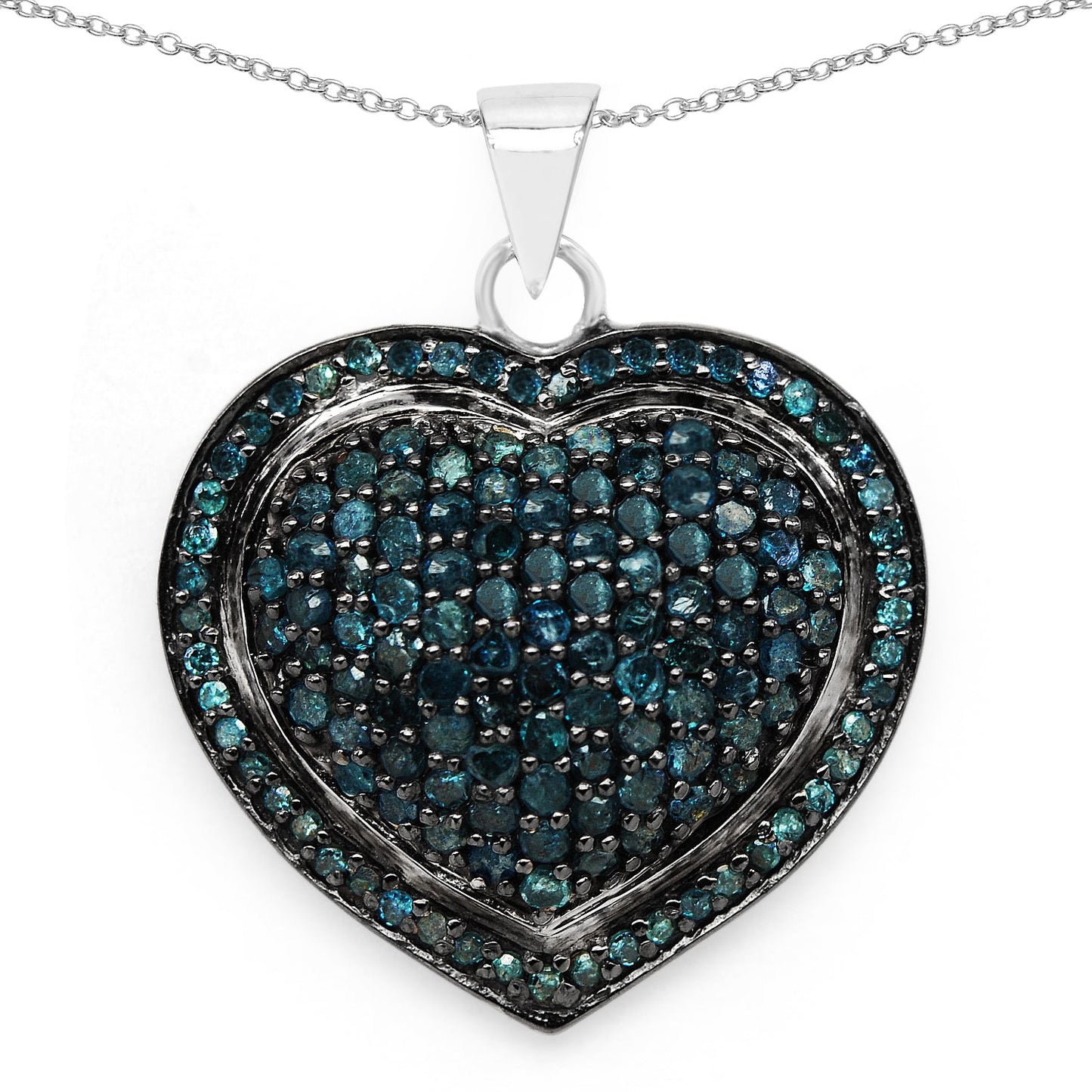 1.25 Carat Genuine Blue Diamond Pendant in Sterling Silver