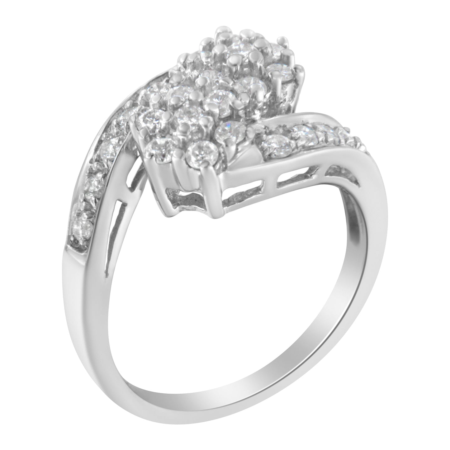 Anillo de Banda de Clúster de Diamantes en Oro Blanco de 14KT
