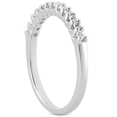 14k White Gold Fancy U Setting Diamond Wedding Ring Band