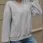 V-Neck Solid Color Casual Sweatshirt