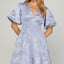 Chic Crinkle Woven V-Neck Balloon Sleeve Mini Dress